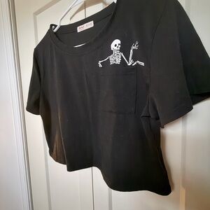 ROMWE Black Skeleton Graphic Tee